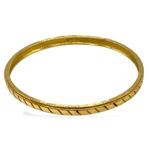 VENDOME Vintage Gold Tone Bangle Bracelet Ribbed Edged Signed Rounded Oval 1950s